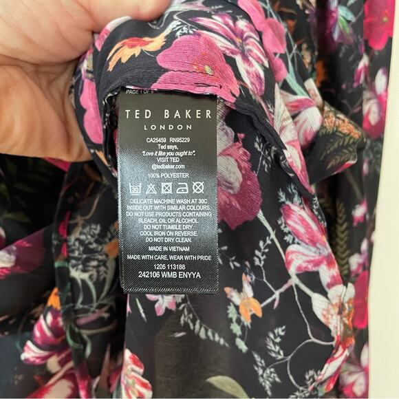 Ted Baker Enyya Fern Forest Floral High Neck Smock Blouse 4 / US 10 L - Picture 11 of 12
